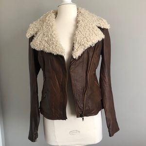 BB Dakota Faux Leather Jacket w Shearling Detail